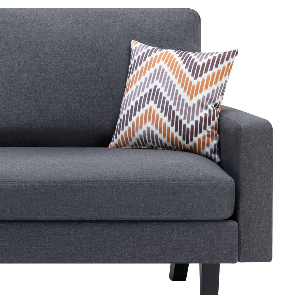 Minimalistic Stationary Sofa with 2 Throw Pillows - Select Color