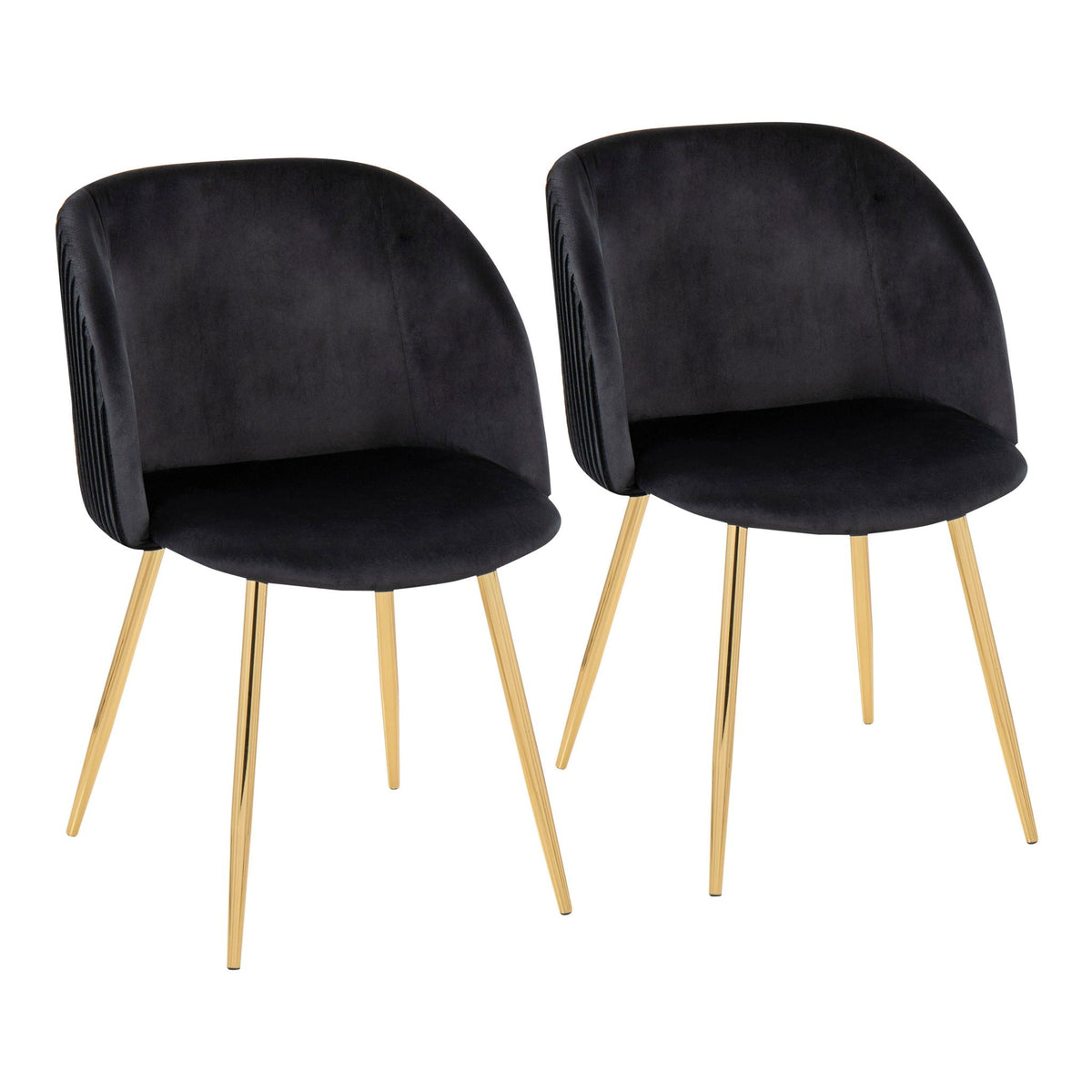 Pleated Waves Contemporary Chair Set of 2 with Metal Legs - Black, Gray, or Pearl Silver