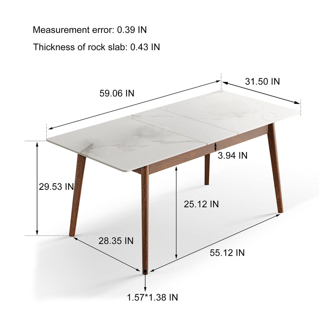 Telescopic Wood Dining Table with Extendable Top - Multiple Colors