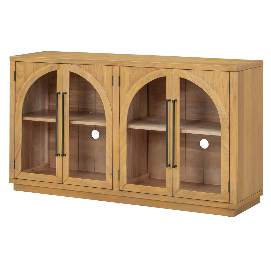 Large 4-Door Sideboard Buffet Cabinet with Glass Doors - TREXM