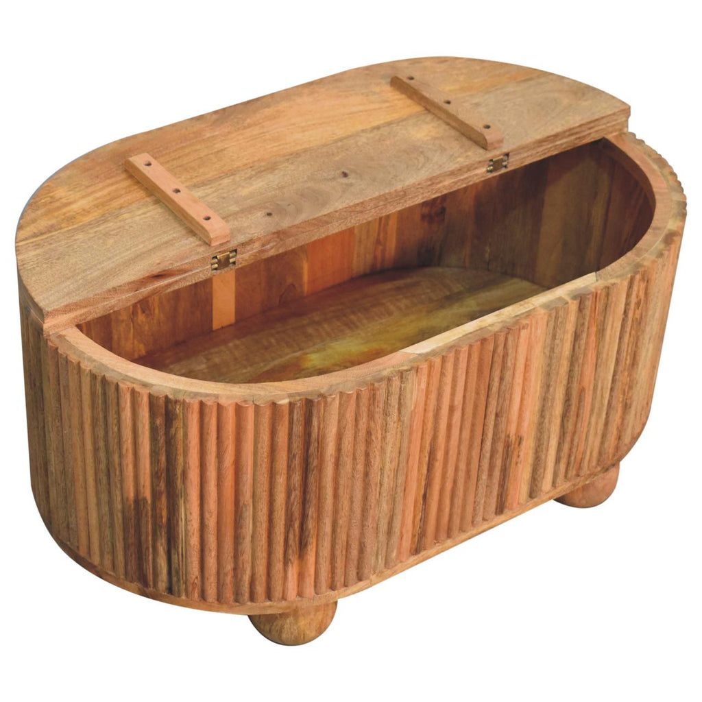 Solid Wood Soba Ball Lid-Up Coffee Table with Discreet Storage - Natural Oak-ish
