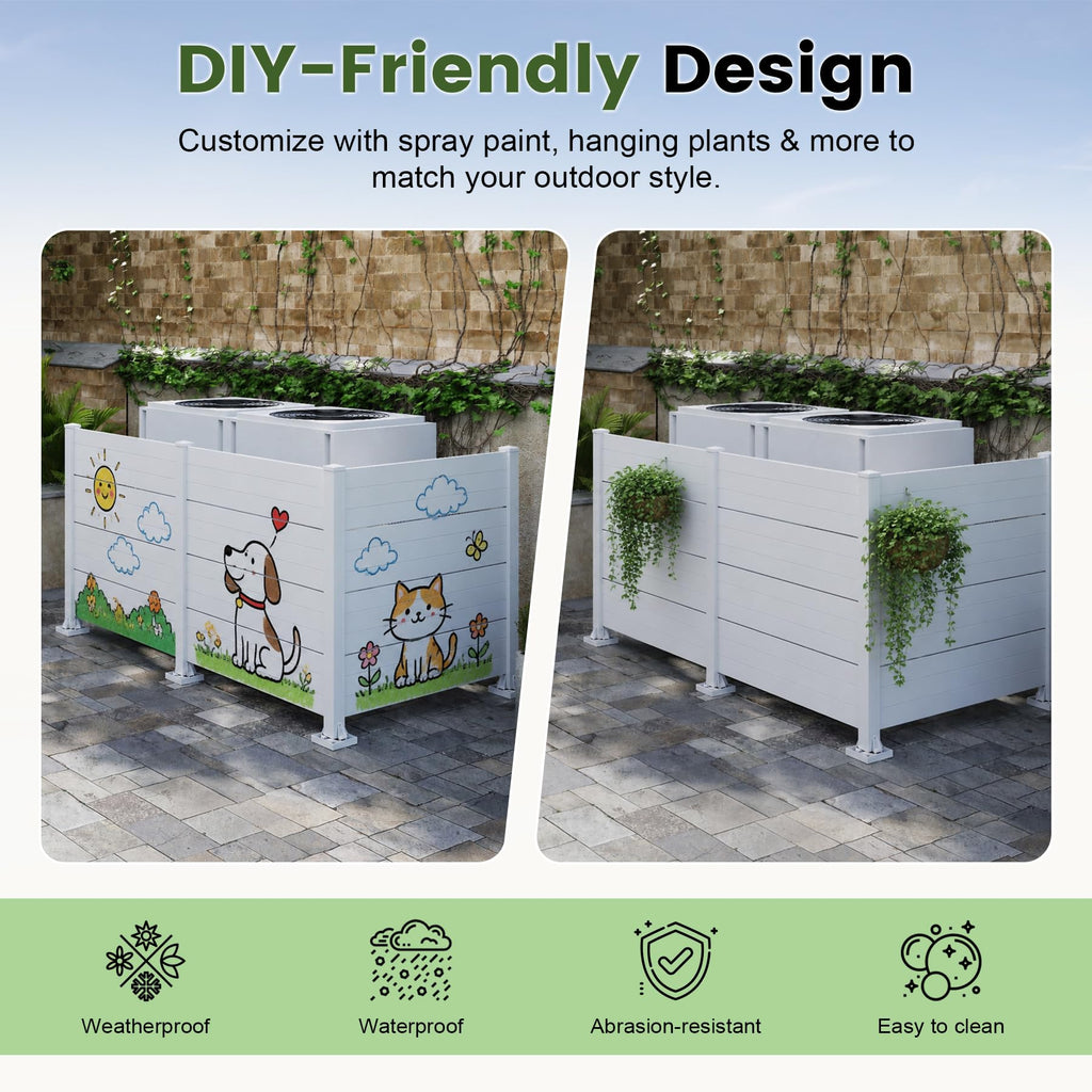 Outdoor Privacy Screen with Aluminum Posts - All-Weather Vinyl, White
