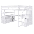 Loft Bed with Desk and Storage Staircase - Full or Twin, White or Gray