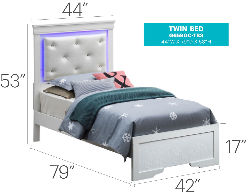 LED Upholstered Bed with Jewel Tufted Headboard - Multiple Colors