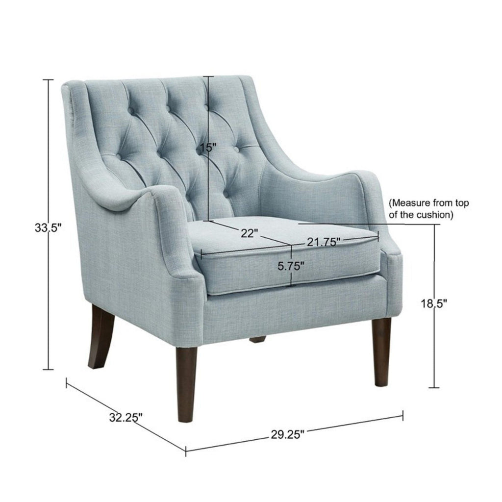 Button Tufted Accent Chair with Removable Cushion - Light Blue