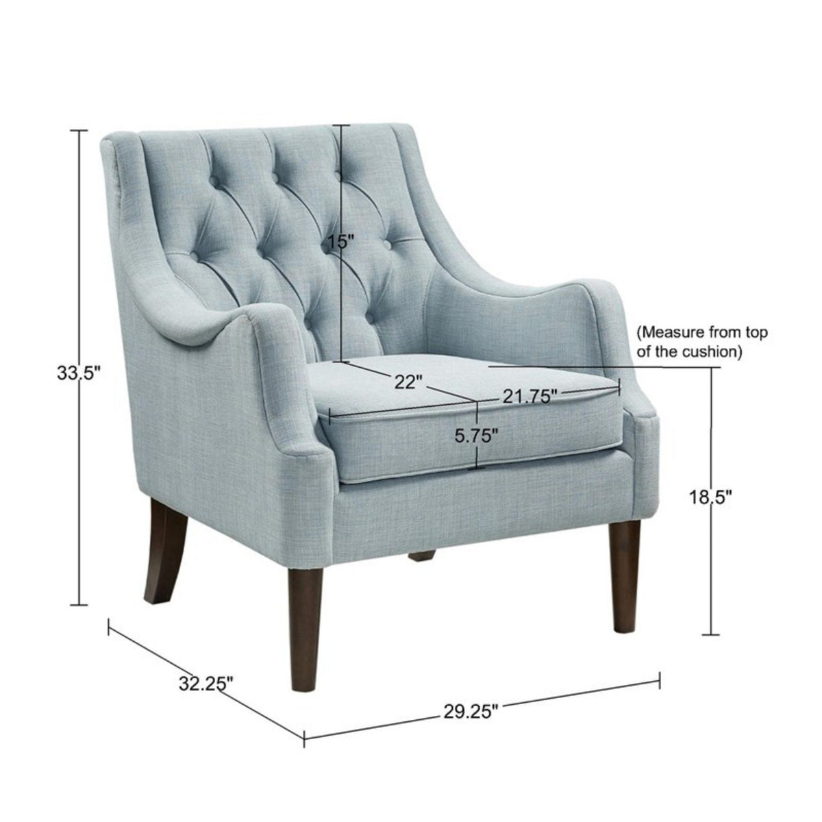 Button Tufted Accent Chair with Removable Cushion - Light Blue