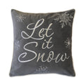 Let It Snow Embroidered Cotton Throw Pillow with Pillow Insert - Gray