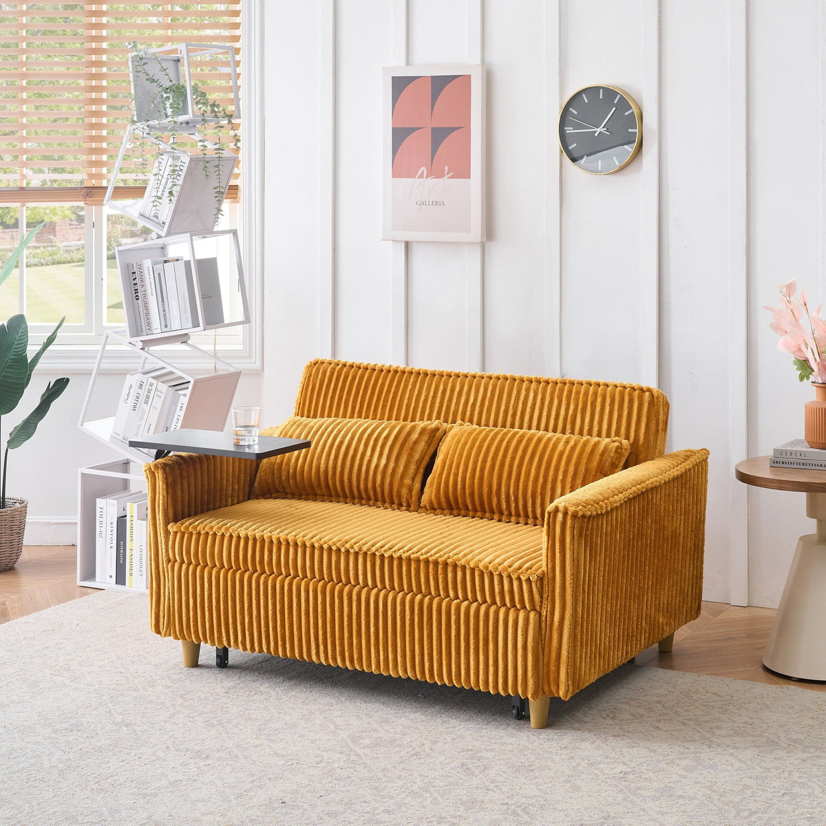 Pull Out Sofa With Movable Tabletop and USB Ports - Multiple Colors