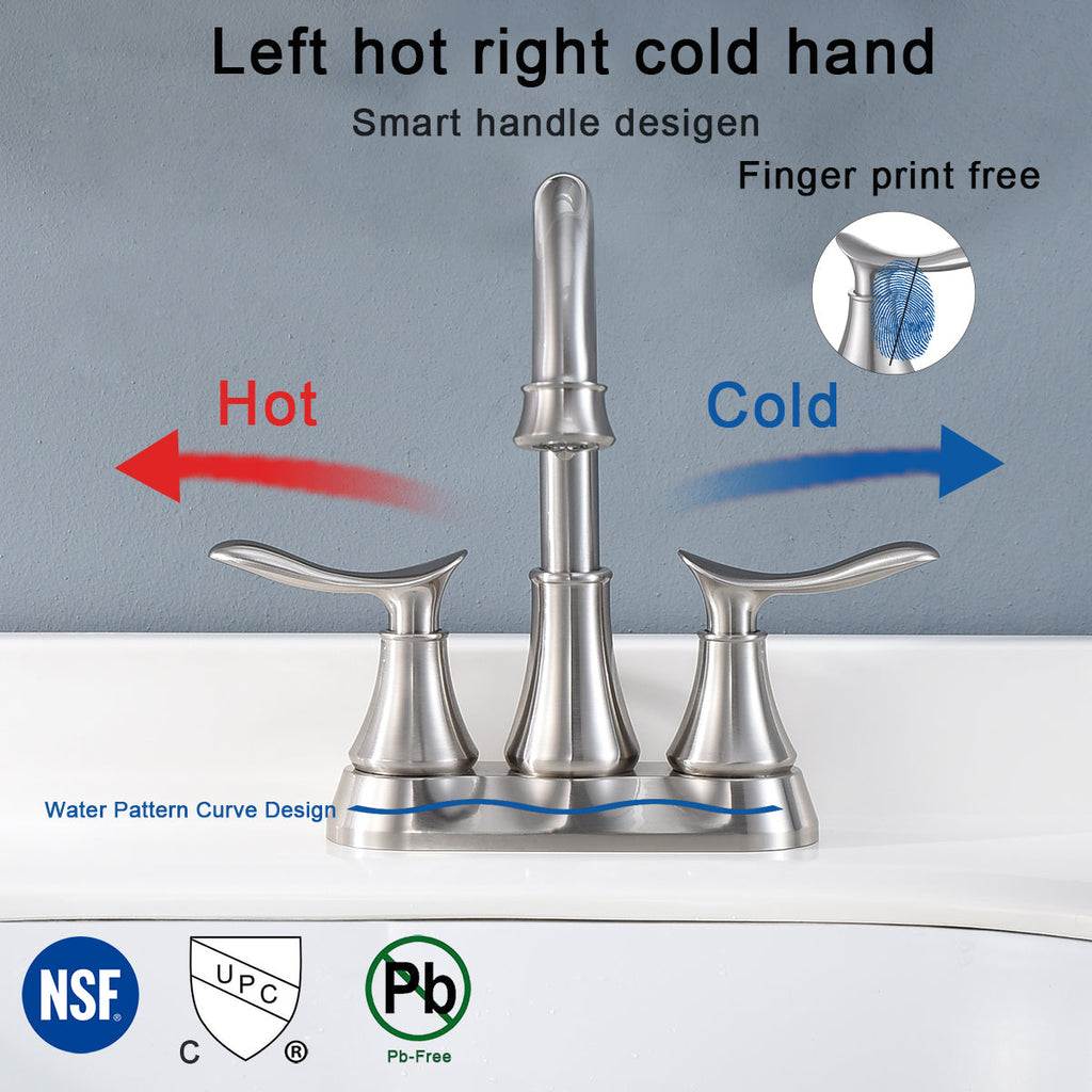 2-Handle 4-Inch Bathroom Faucet with Pop-Up Drain - Brushed Nickel
