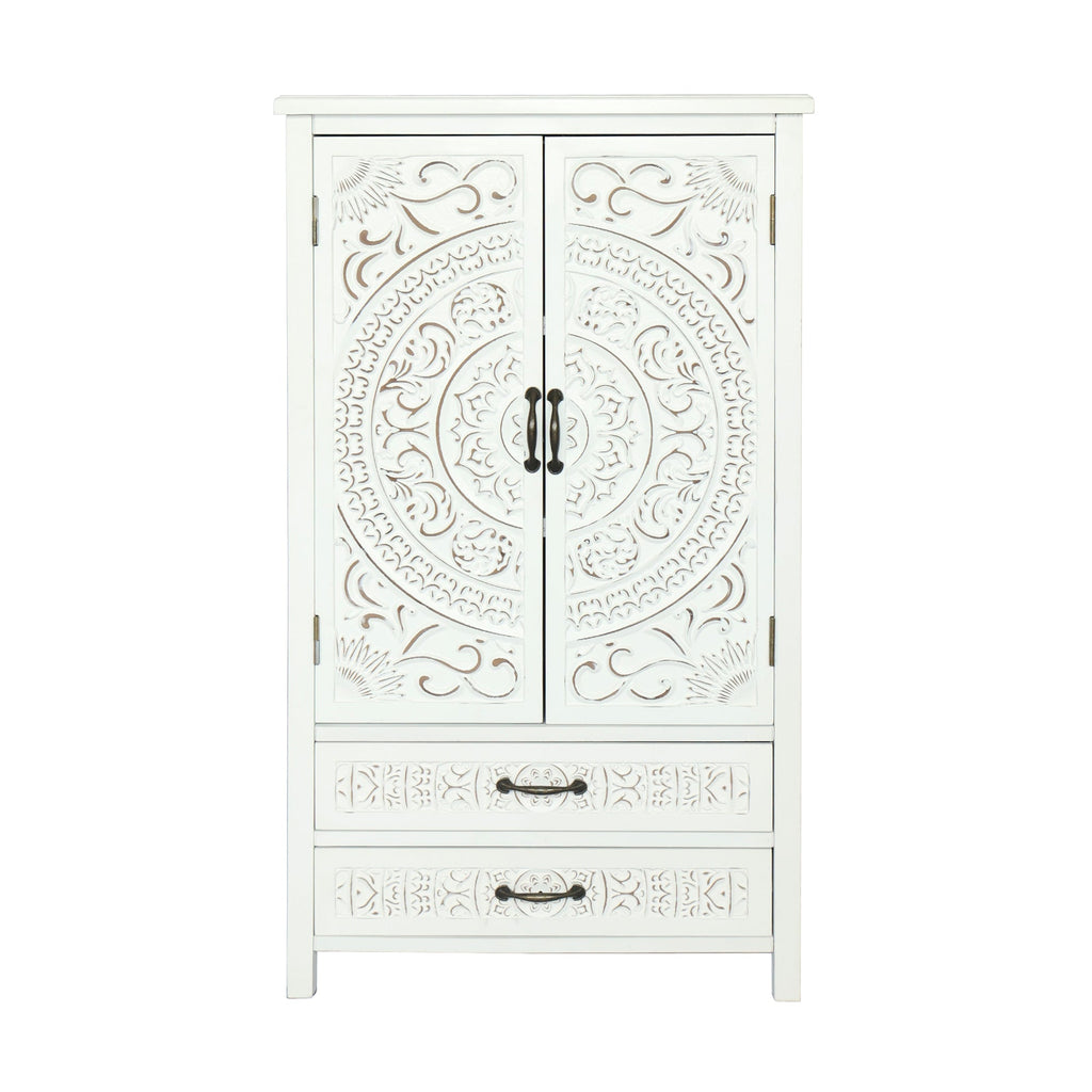27'' Accent Tall Tower Storage Cabinet with Drawer and Doors - White
