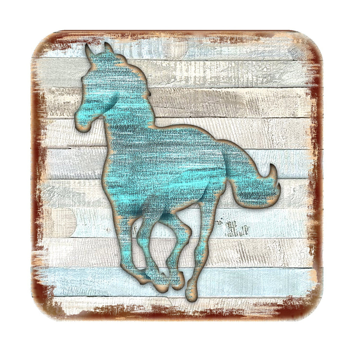 Horse Wooden Cork Coasters Gift Set of 4 by Nature Wonders - 8198157-9C