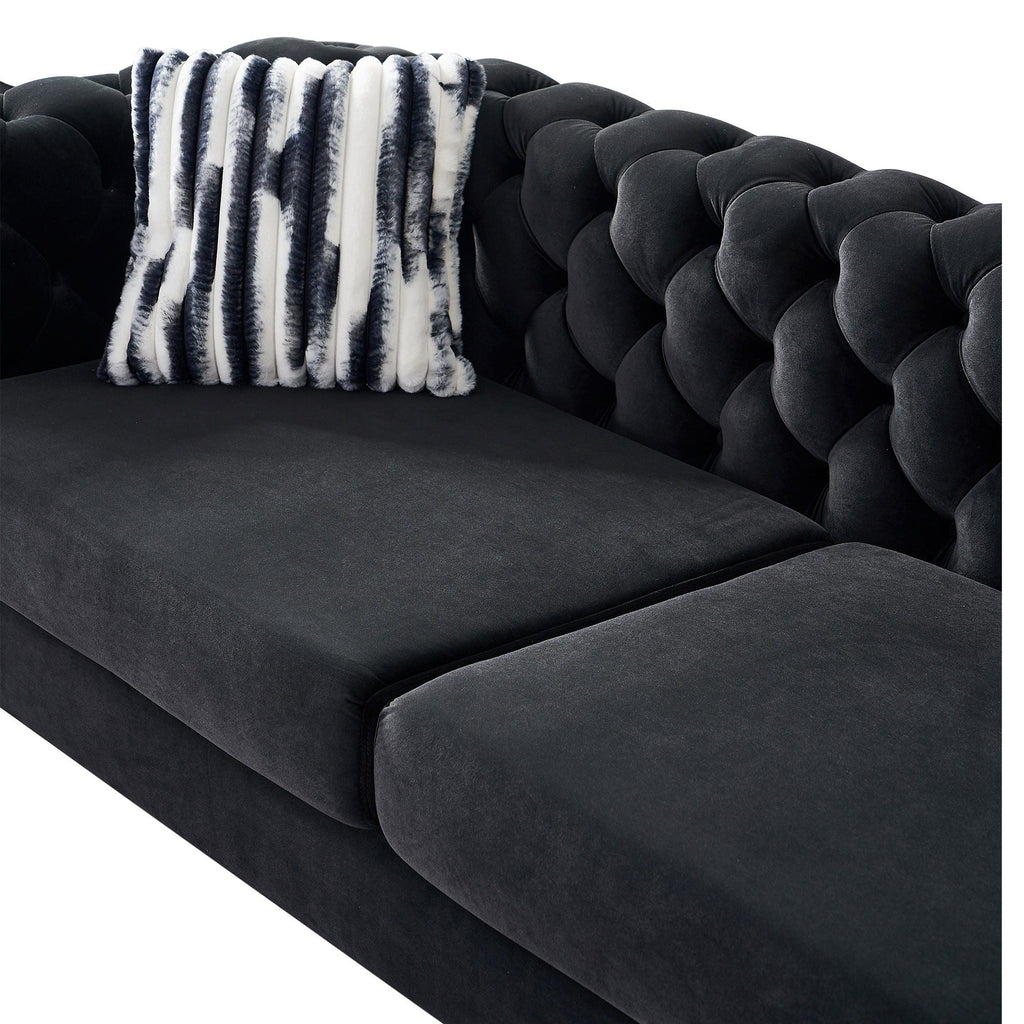 Modern Tufted Living Room Sofa with Button Detail - 84.25" Wide, Multiple Colors
