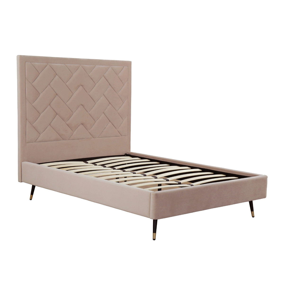 Upholstered Bed with Headboard and Slats - Multiple Colors