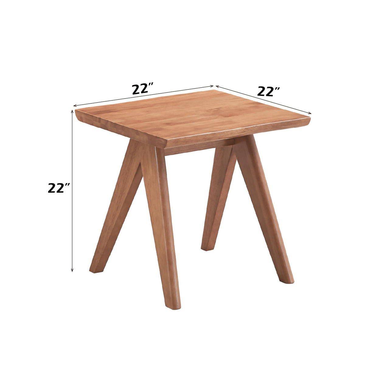 Natural Rubber Wood Accent Table with Compact Modern Design - Natural