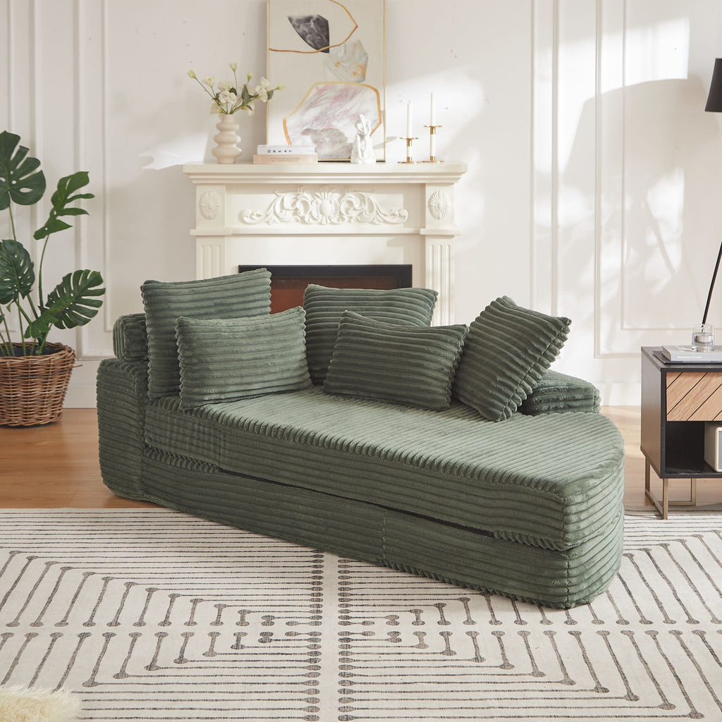Semi Circular 2 In 1 Sofa Bed with Neck Pillow - Beige, Black, or Dark Green