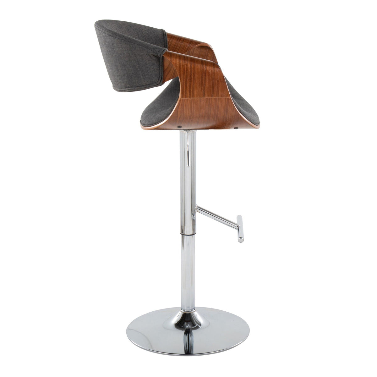 Mid Century Modern Adjustable Barstool with Swivel and T Footrest - Multiple Colors