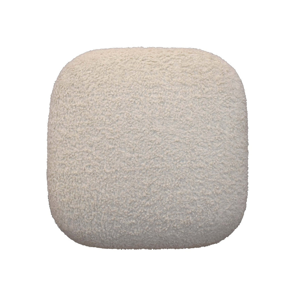 Solid Wood Boucle Upholstered Square Footstool with Nordic-Style Legs - Natural