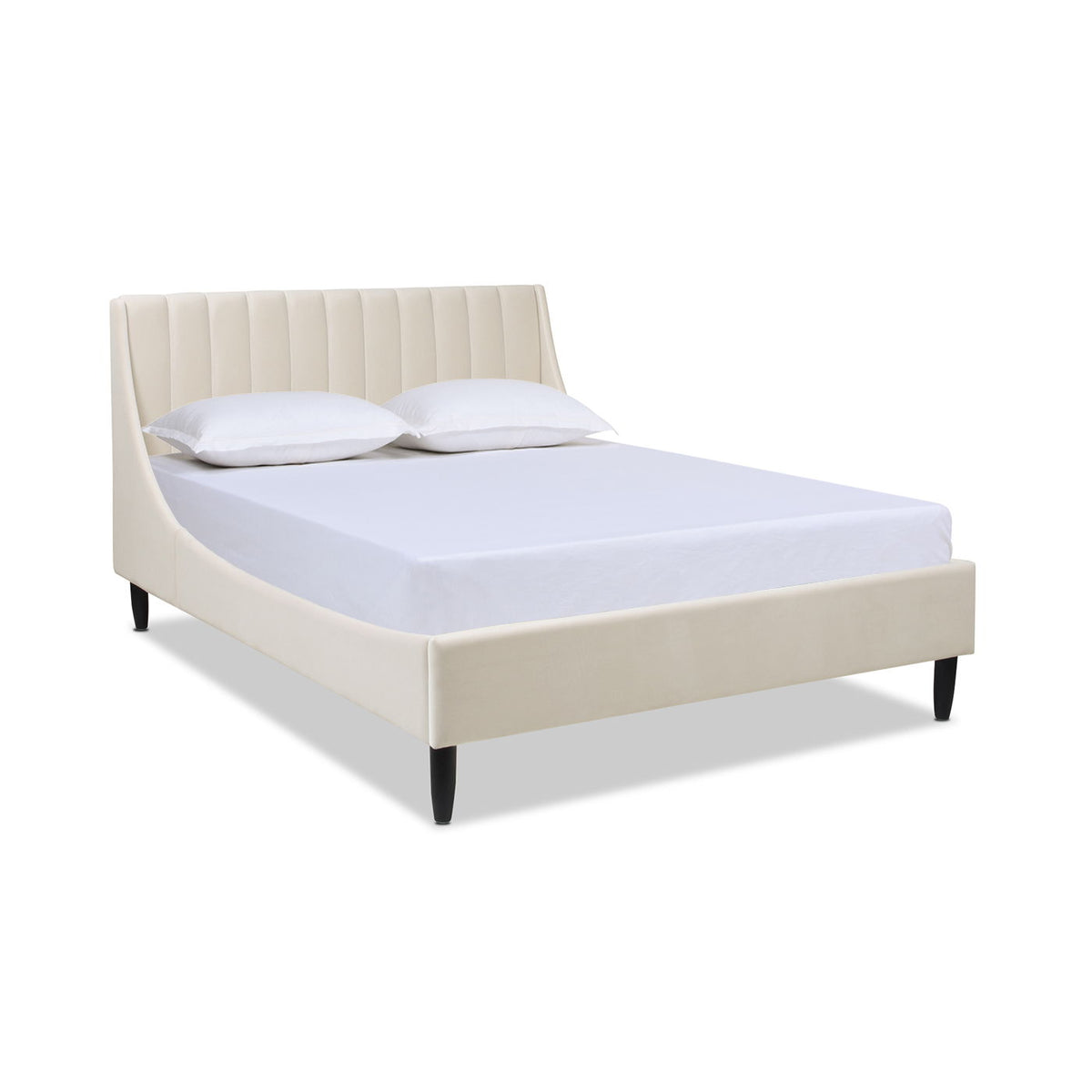 Vertical Tufted Modern Headboard Platform Bed Set with Upholstered Finish - Multiple Colors