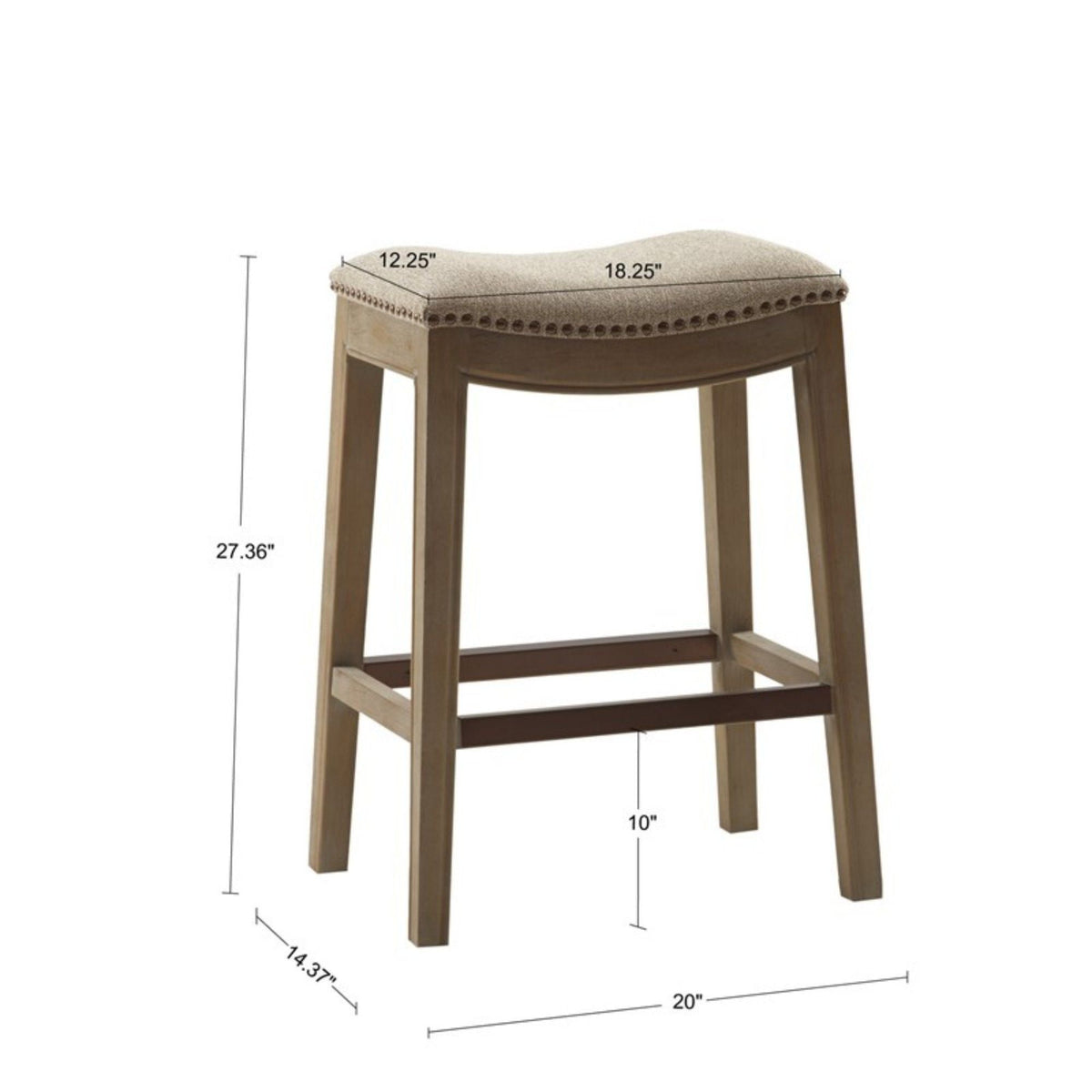 Saddle Counter Stool with High Density Foam - Light Brown