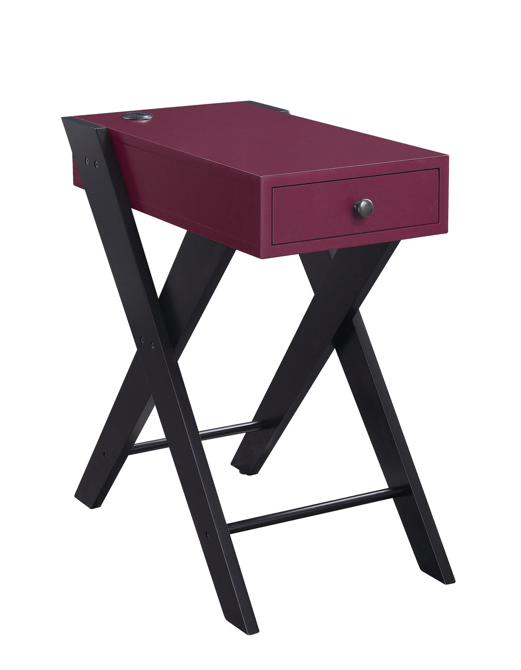 Fierce Accent Table with Built-in USB Port - Burgundy