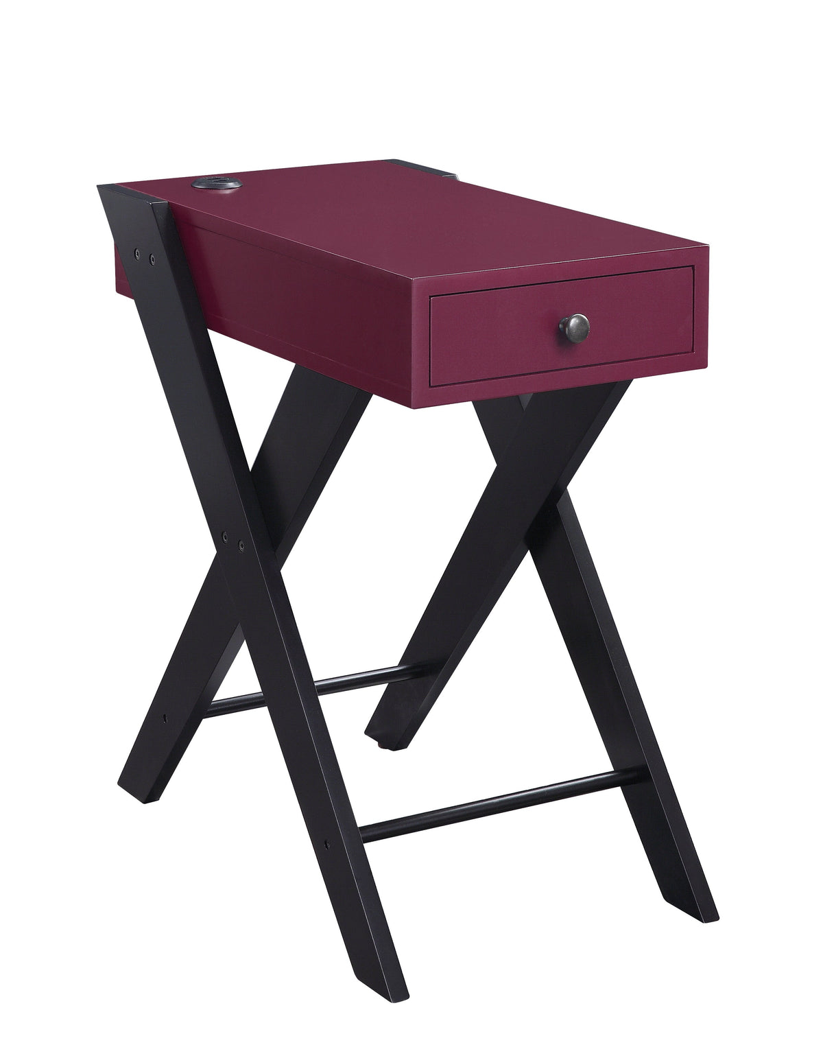 Fierce Accent Table with Built-in USB Port - Burgundy