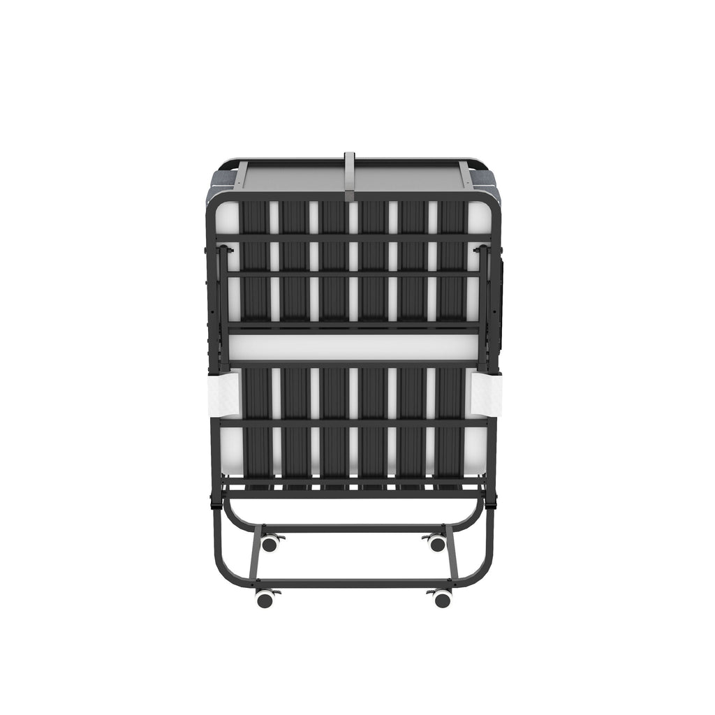 Twin Folding Bed with Adjustable Headboard & Memory Foam Mattress - Black