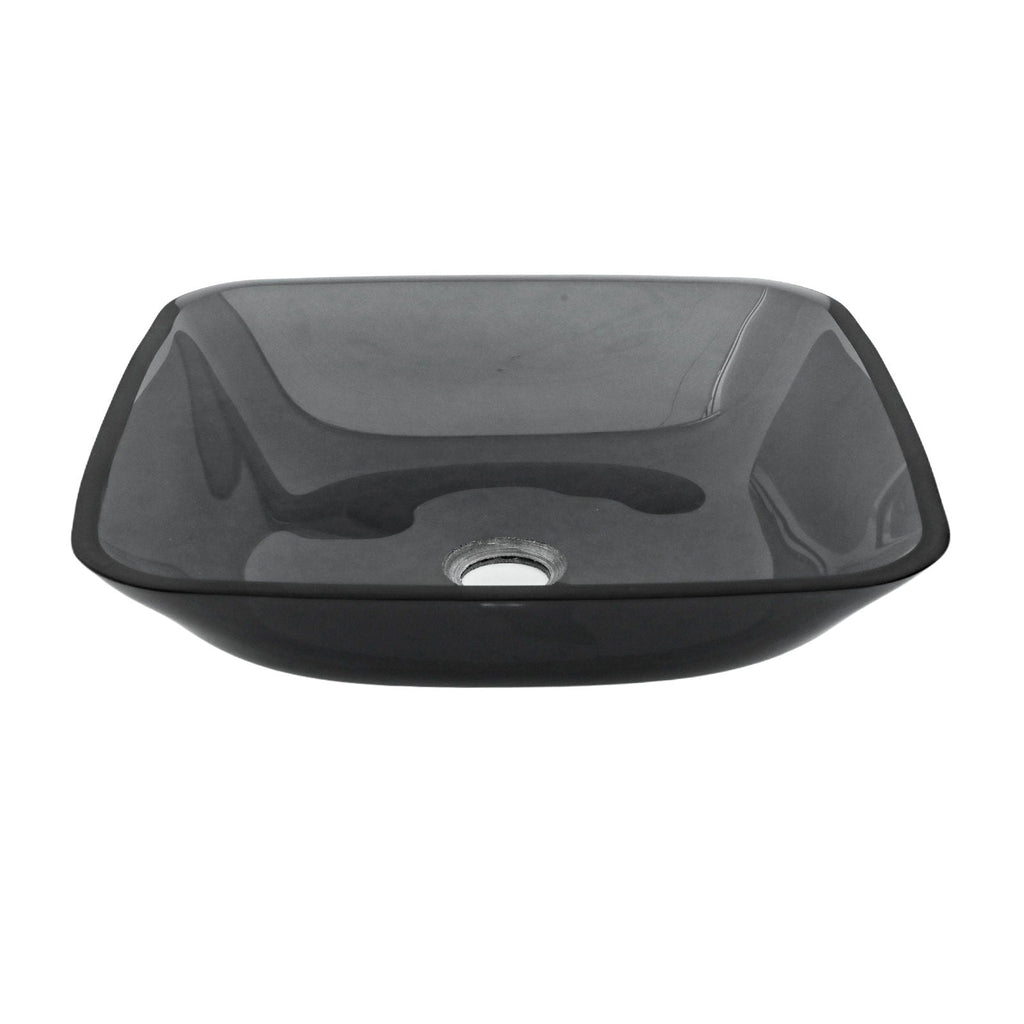 Square Vessel Sink for Bathroom with Pop Up Drain - Gray