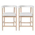 Natural 25" Seat Height Bar Stools with Back, Set of 2