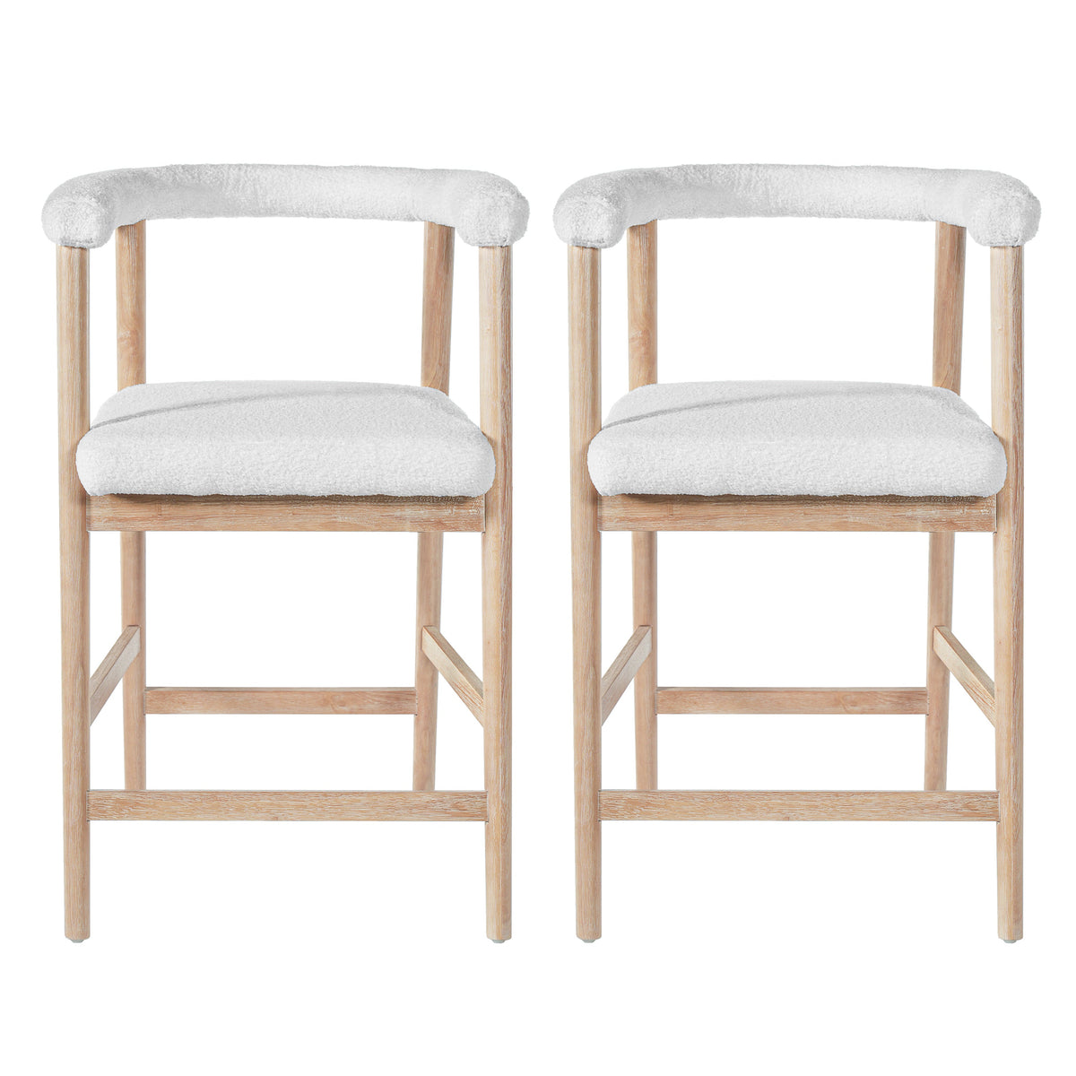 Natural 25" Seat Height Bar Stools with Back, Set of 2