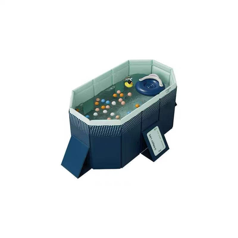 PVC Folding Pool with Durable Construction - Blue