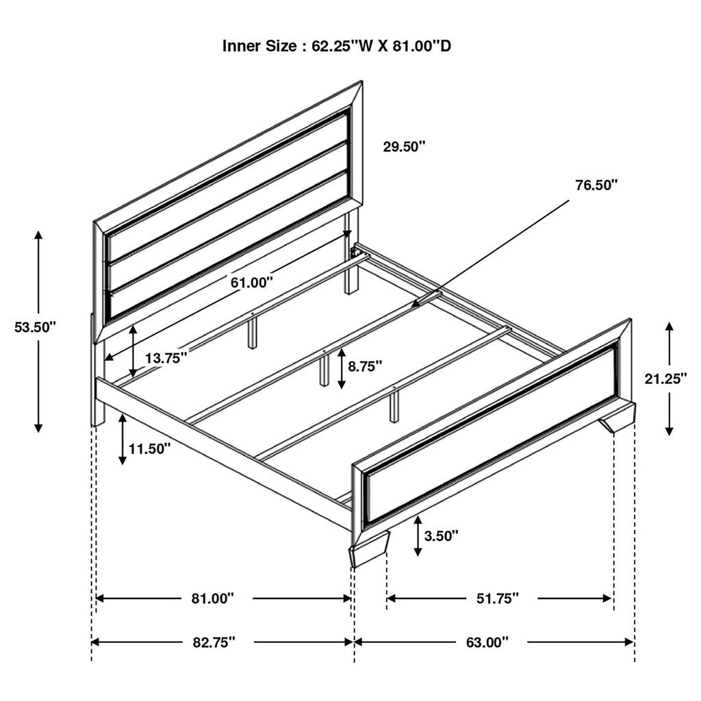 Queen Panel Bed with Structured Panels - Dark Brown