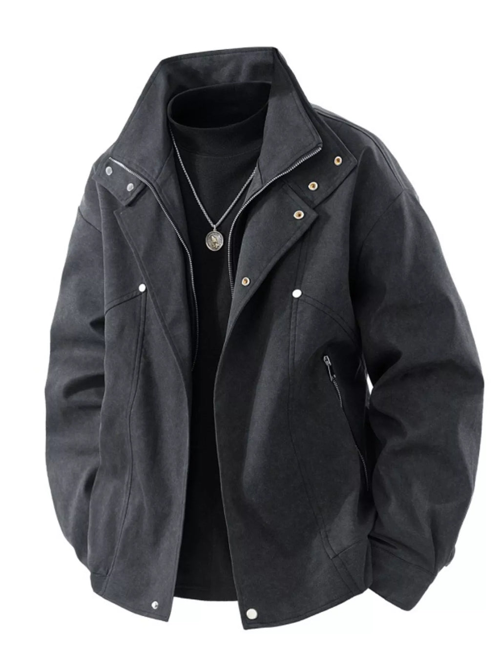 Men's Plus Size Casual Stand Collar Zipper Jacket