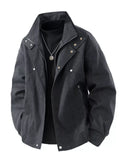 Men's Plus Size Casual Stand Collar Zipper Jacket