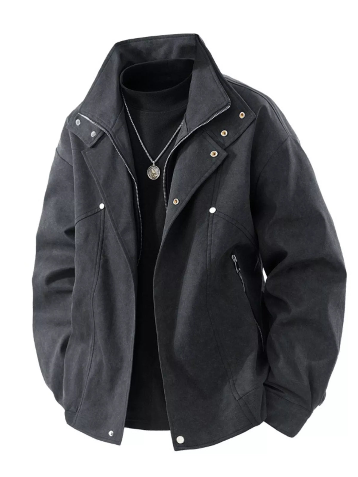 Men's Plus Size Casual Stand Collar Zipper Jacket