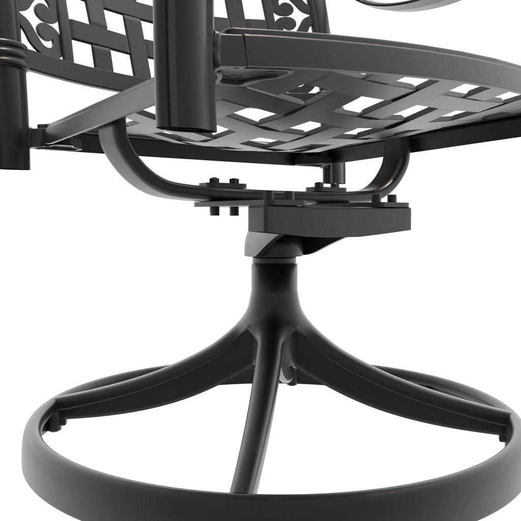 7-Piece Cast Aluminum Patio Dining Set with Oval Table - Black