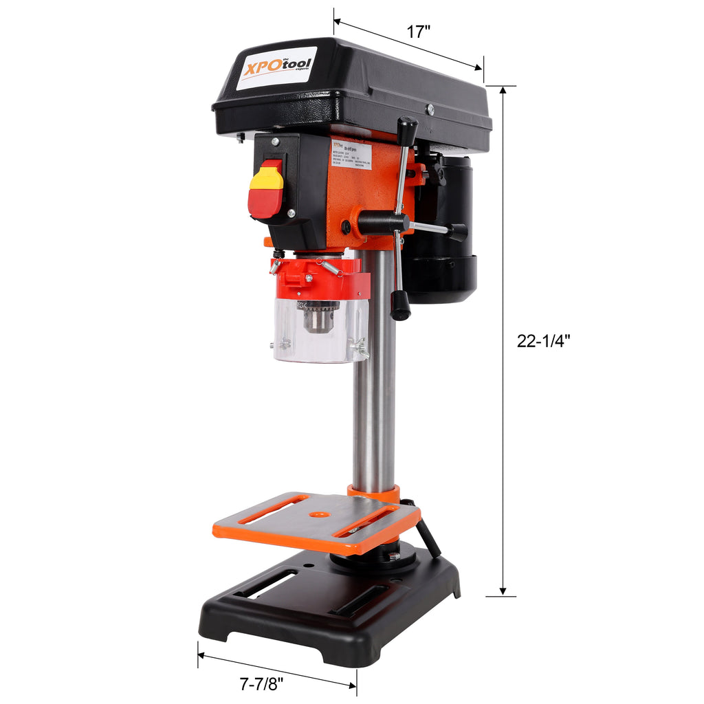8-Inch Drill Press with 5-Speed 400W Motor - Steel