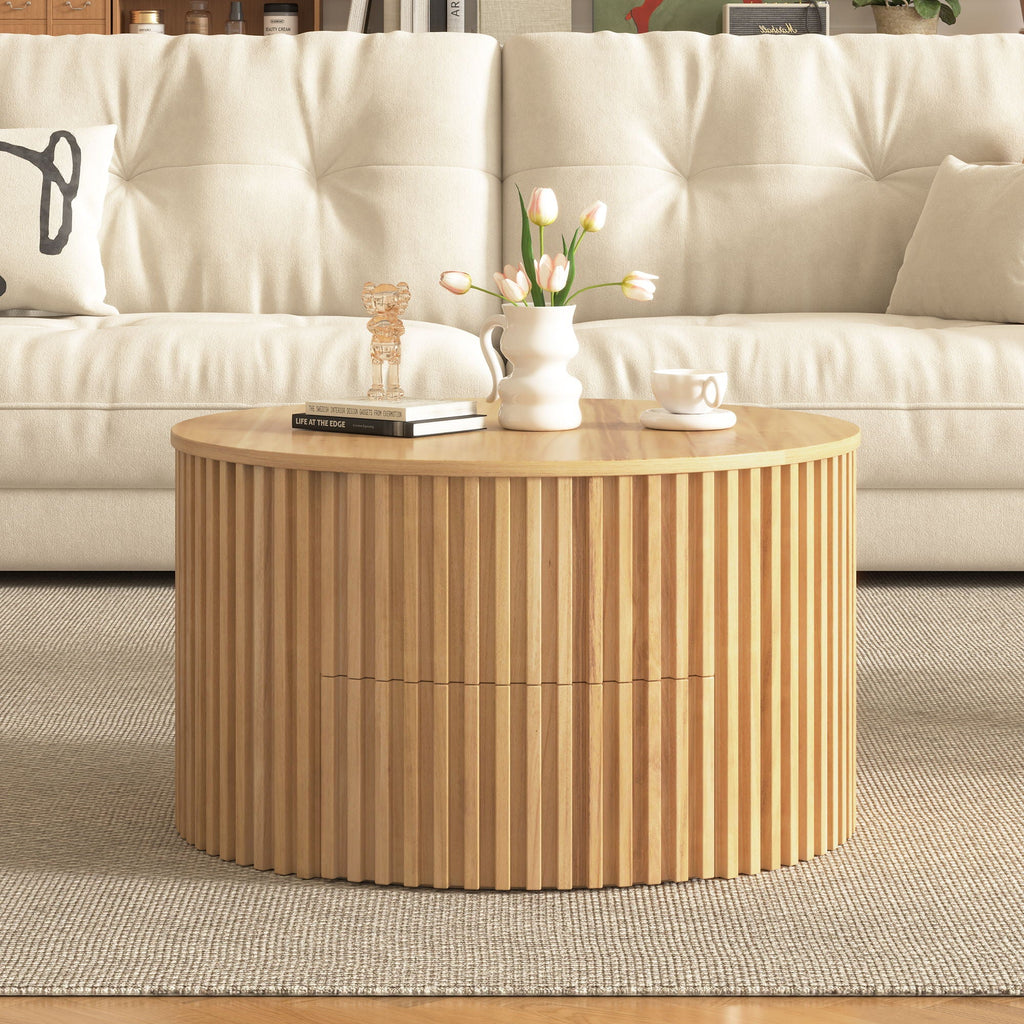 Round Lift Top Coffee Table with Hidden Storage - Multiple Colors