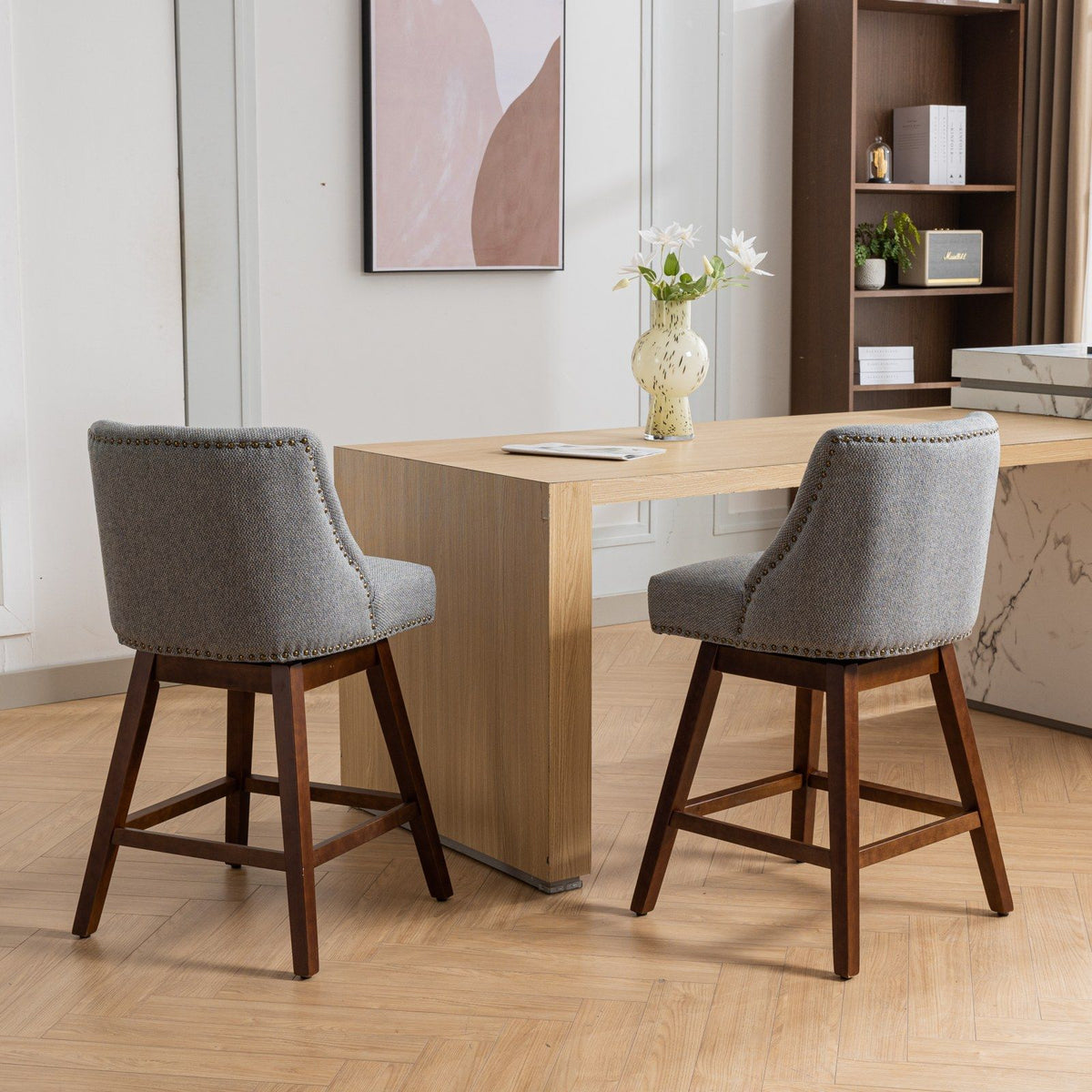 Counter Height Swivel Barstools, Set of 2