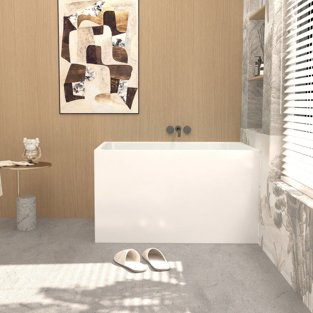 Gloss White Freestanding Bathtub with Drain – Rectangular Shape