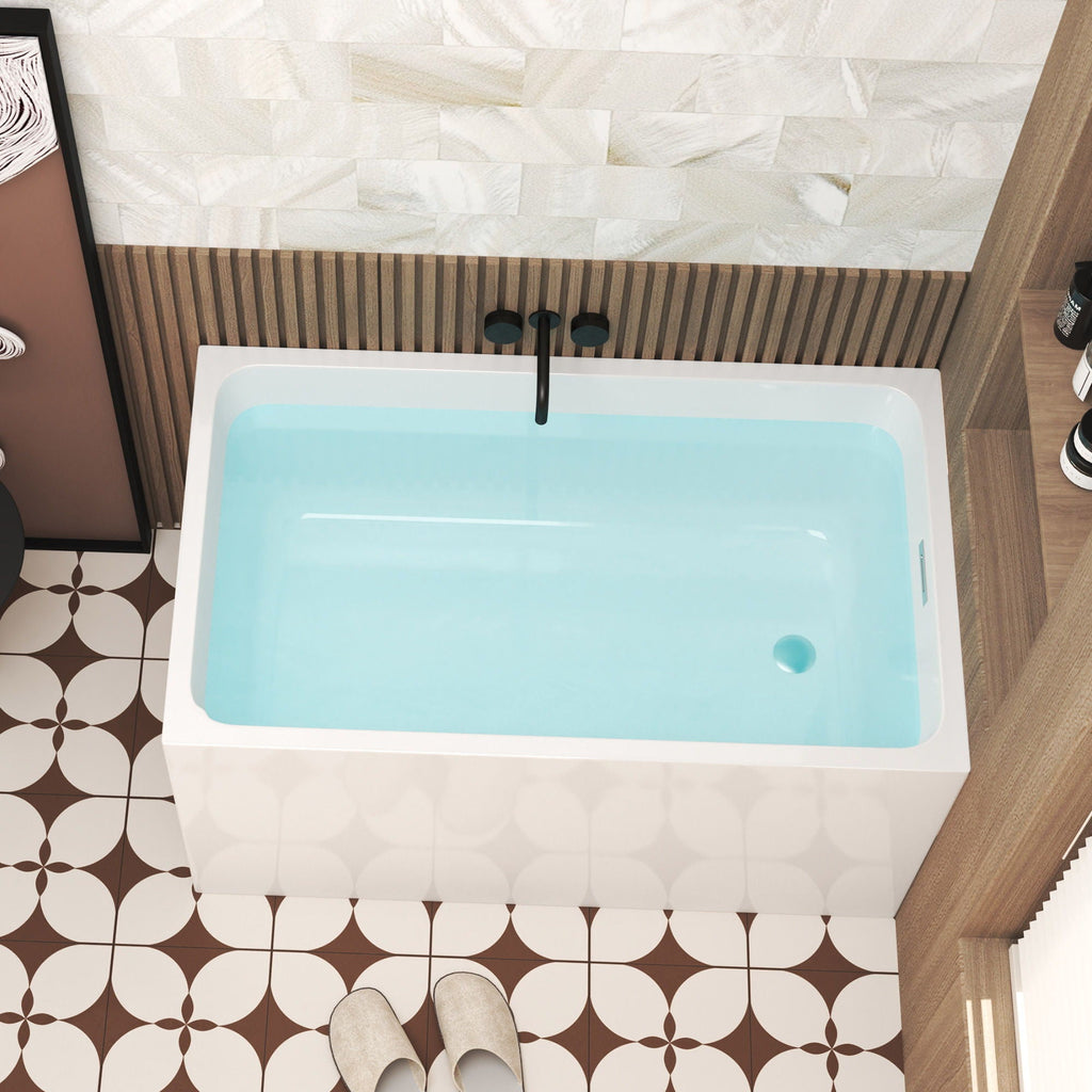 Gloss White Freestanding Bathtub with Drain – Rectangular Shape