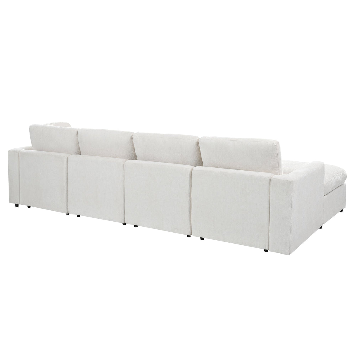 130.3" Chenille Modular Sectional Sofa with Removable Cushions - 6-Seater
