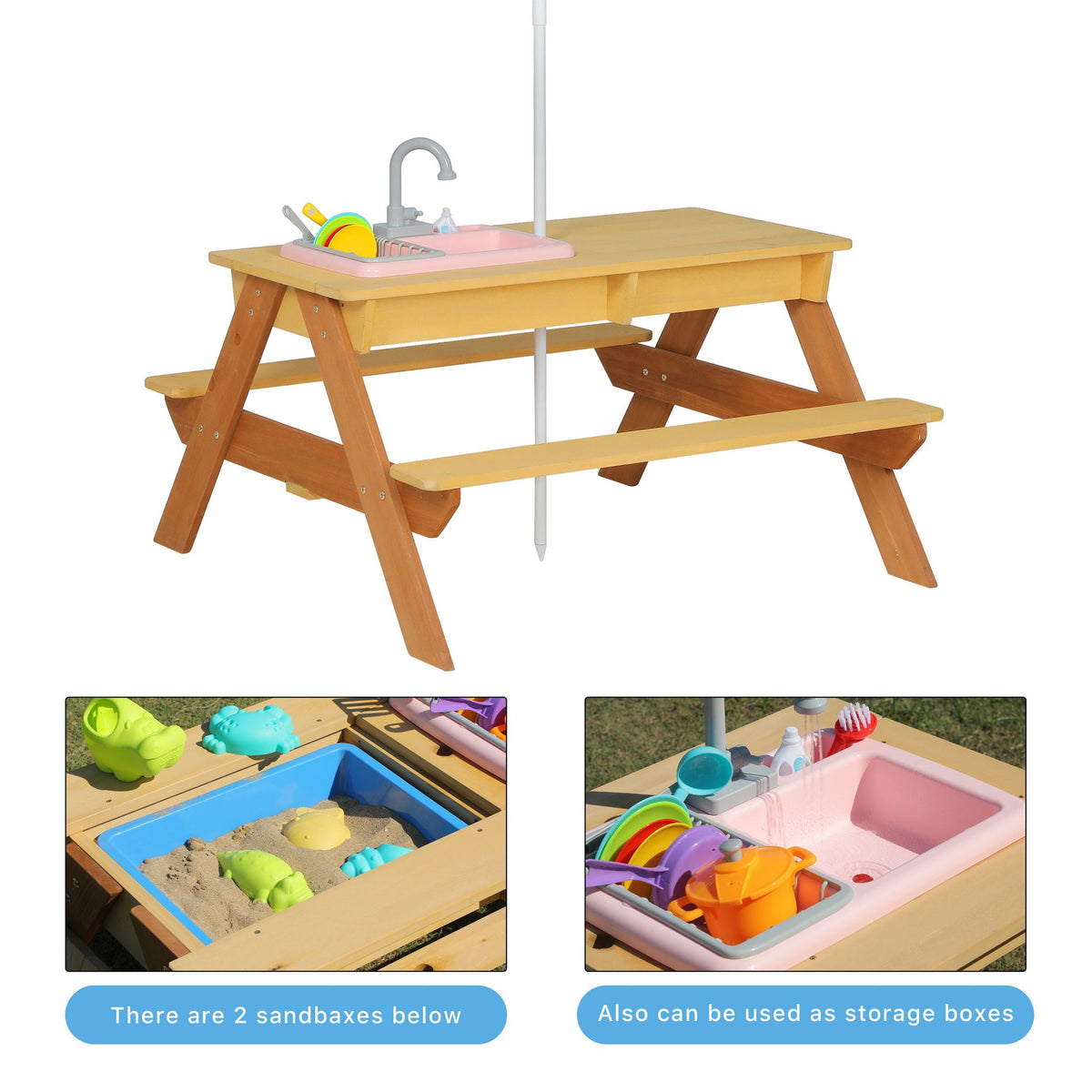Kids Picnic Table with Sand and Water Table Conversion - Cedar Outdoor Table