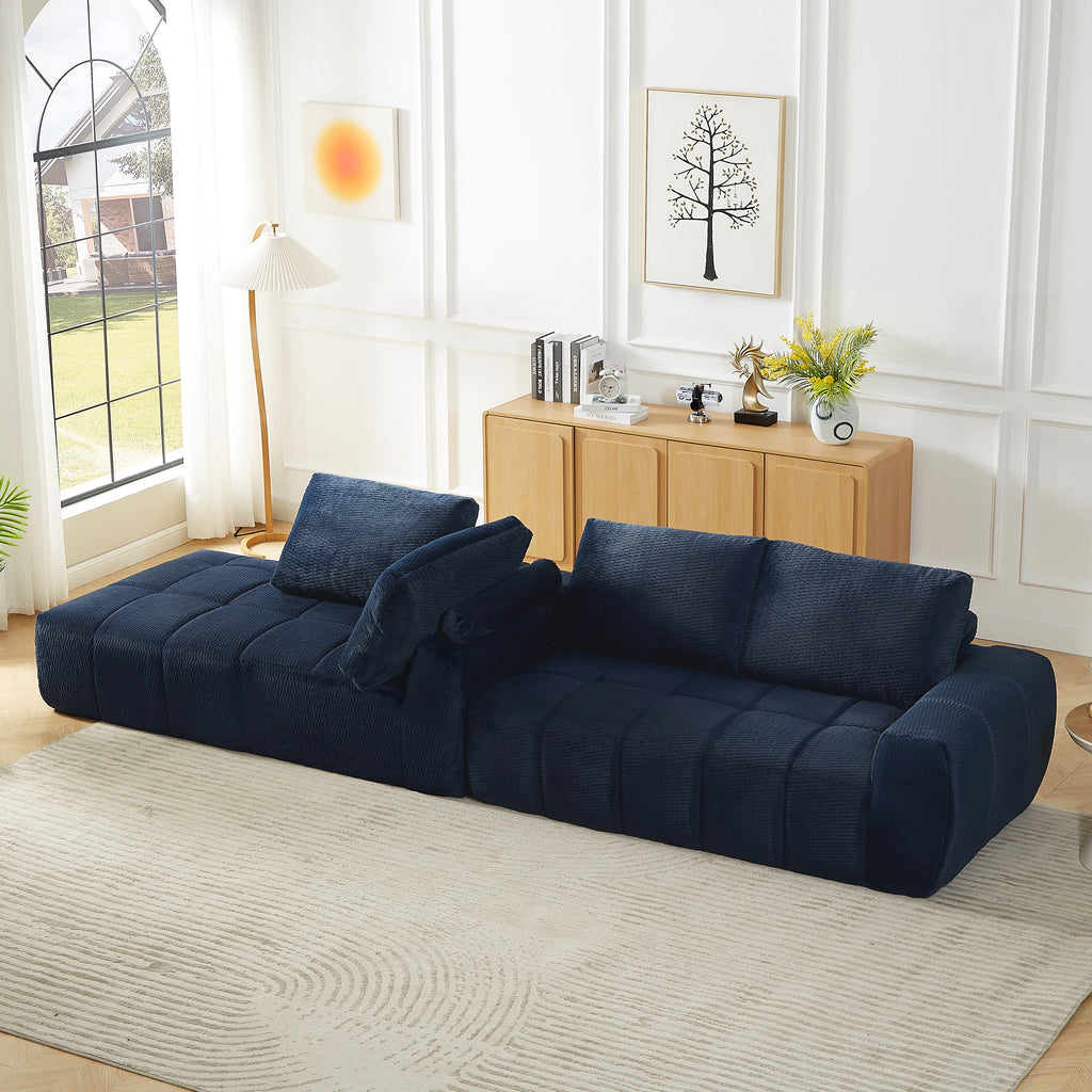 Faux Fur L-Shape Luxury Sectional Oversized Sofa with Plush Comfort - White
