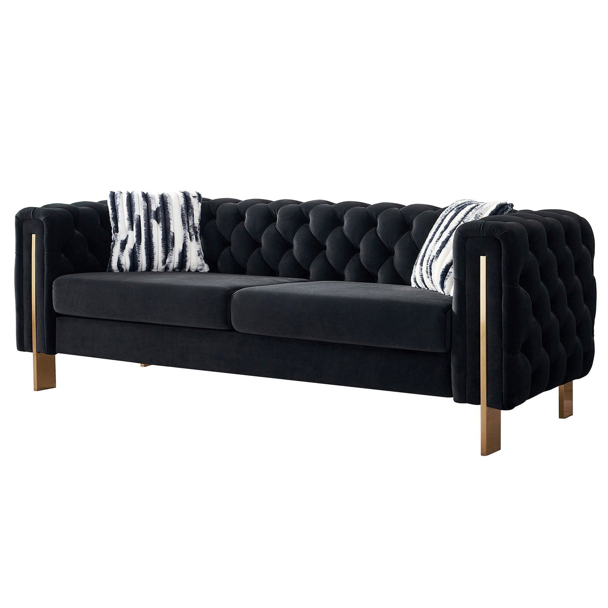Modern Tufted Living Room Sofa with Button Detail - 84.25" Wide, Multiple Colors