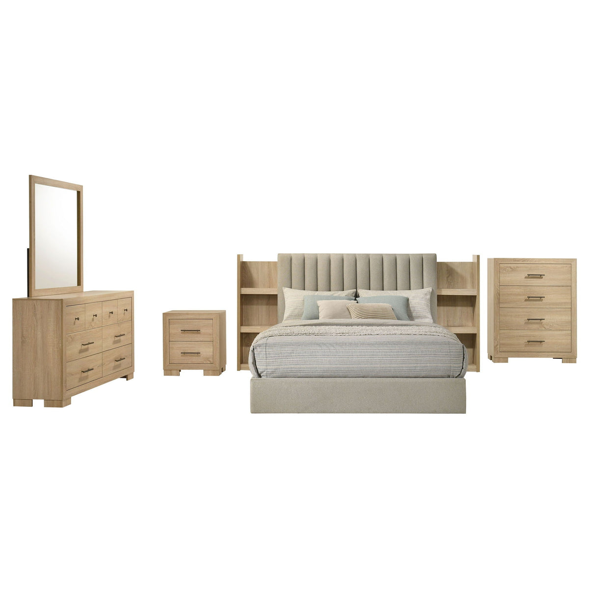 Arielle 5-piece Queen Bedroom Set Light Oak