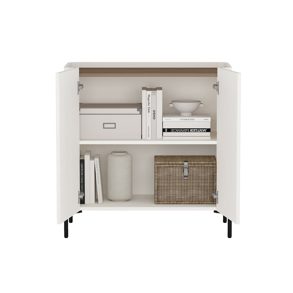 Abbey Accent Cabinet with Soft Close Doors and Rounded Edges - White or Light Brown