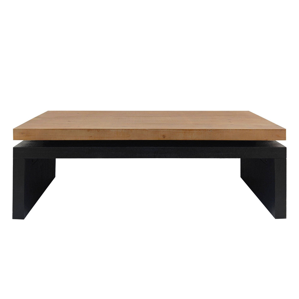 Rectangular Coffee Table with Engineered Wood Top and Black Frame - Black/Natural