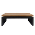Rectangular Coffee Table with Engineered Wood Top and Black Frame - Black/Natural