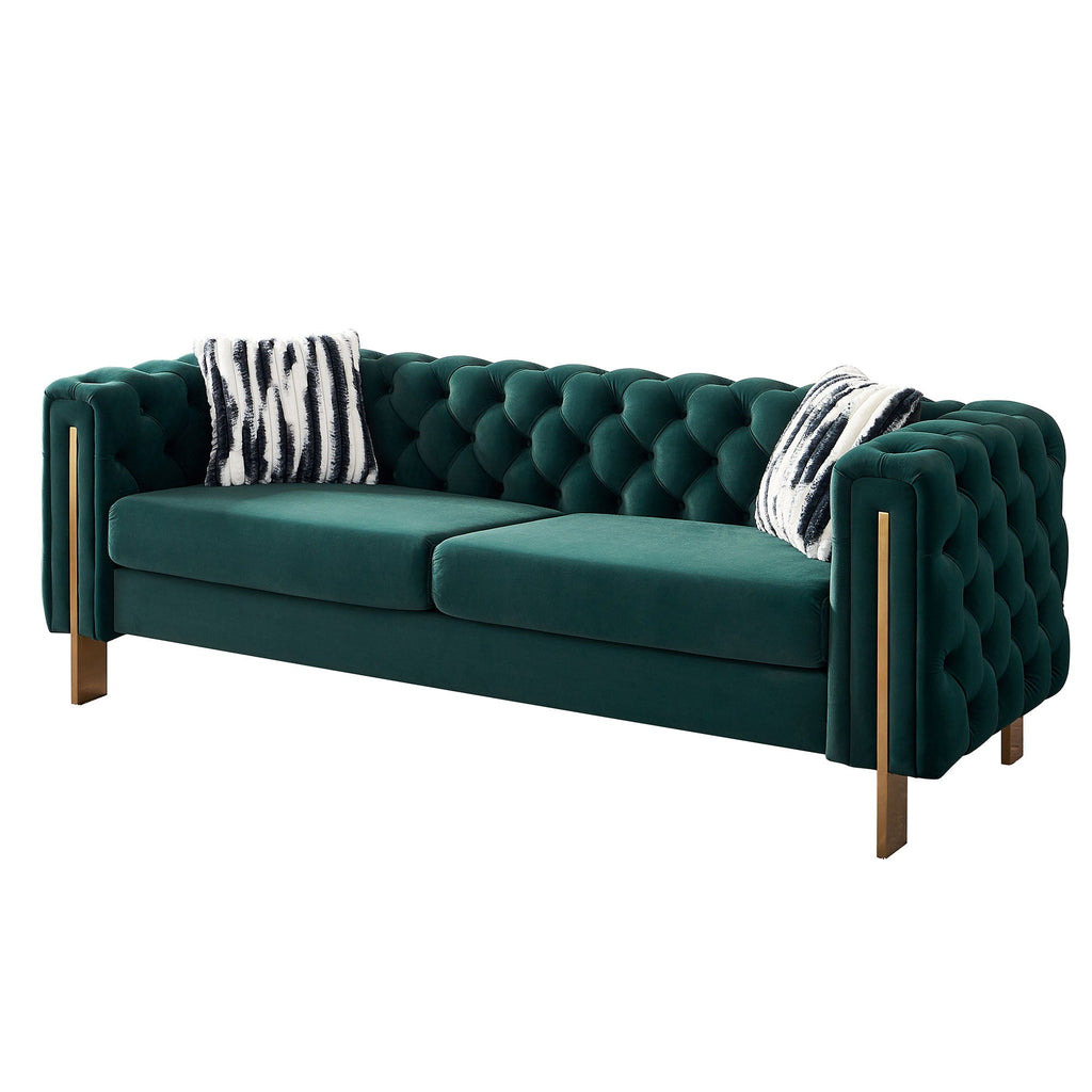 Modern Tufted Living Room Sofa with Button Detail - 84.25" Wide, Multiple Colors
