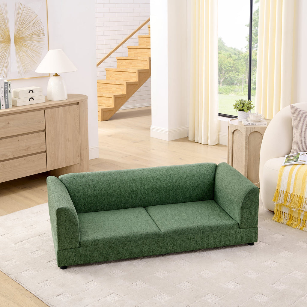 Oversized Pet Sofa for Medium & Large Dogs with Linen Upholstery - Olive Green